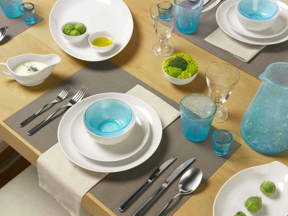 Viadurini Kitchen Geschirr Teller-Serviergeschirr Set 3 Stück Modernes Design aus weißem Porzellan - Malaga