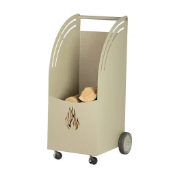 Viadurini Fire Design Kaminholzständer Aus Eisen Und Stahl-Servierwagen aus Metall und Holz mit 4 Rädern, hergestellt in Italien – Marienkäfer