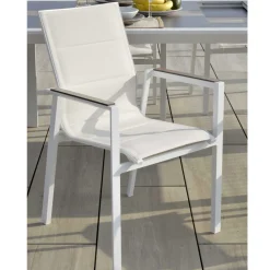 Viadurini in the Garden Metallsessel-Sessel aus Aluminium und Textilene mit Einsatz in den Armlehnen aus HPL - Righello