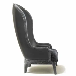 Viadurini Living Klassische Sessel-Sessel aus Leder und schwarzem Fell Eli, klassisches luxury Design