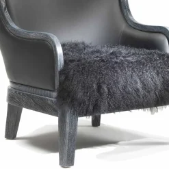 Viadurini Living Klassische Sessel-Sessel aus Leder und schwarzem Fell Eli, klassisches luxury Design