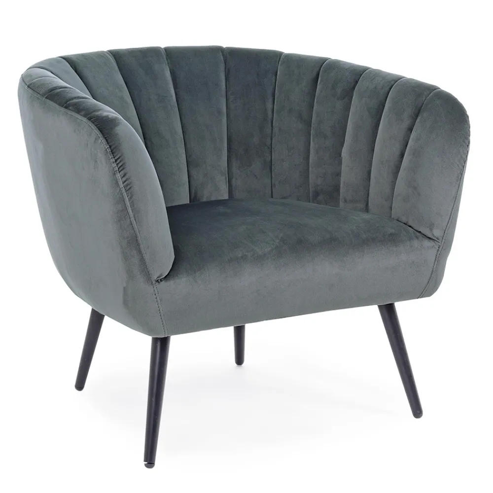 Viadurini Living Skandinavische Sessel-Sessel aus Stahl und grauem oder blauem Samt Skandinavisches Design - Hilary