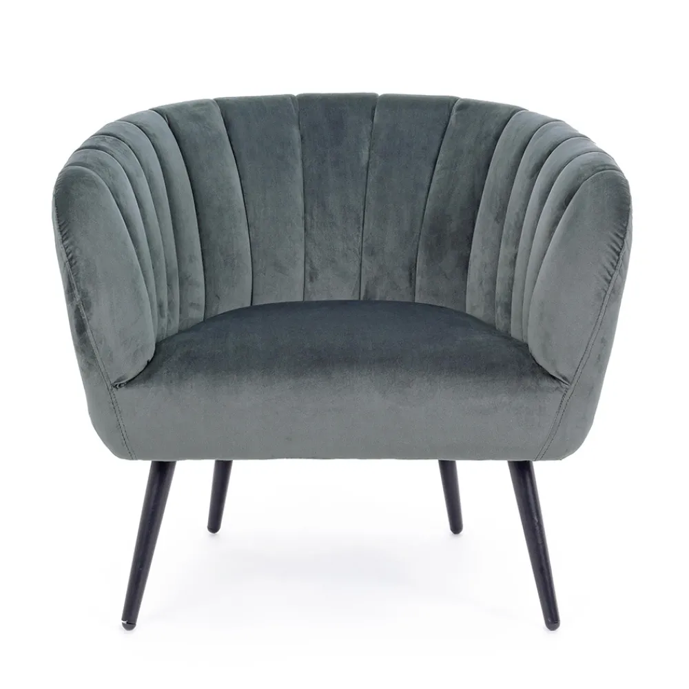 Viadurini Living Skandinavische Sessel-Sessel aus Stahl und grauem oder blauem Samt Skandinavisches Design - Hilary