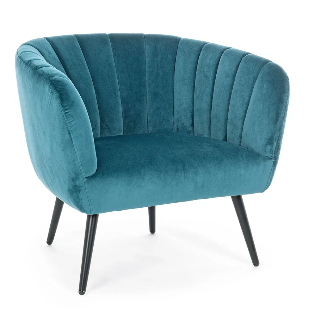 Viadurini Living Skandinavische Sessel-Sessel aus Stahl und grauem oder blauem Samt Skandinavisches Design - Hilary