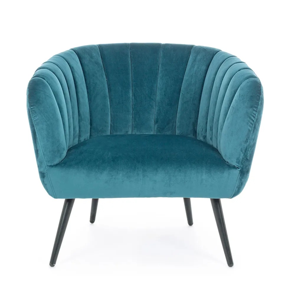 Viadurini Living Skandinavische Sessel-Sessel aus Stahl und grauem oder blauem Samt Skandinavisches Design - Hilary