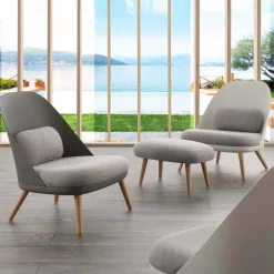 Viadurini Moderne Sessel-Sessel gepolstert mit Stoff, Sockel aus massivem Buchenholz, Perugia