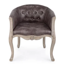 Viadurini Living Klassische Sessel-Sessel im klassischen Design mit Sitz in Holz- und Kunstlederoptik - Katen