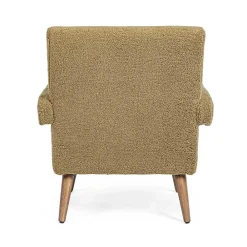 Viadurini Living Klassische Sessel-Sessel mit Armlehnen aus Gummibaumholz und Sitz mit Wolleffekt - Patrizia