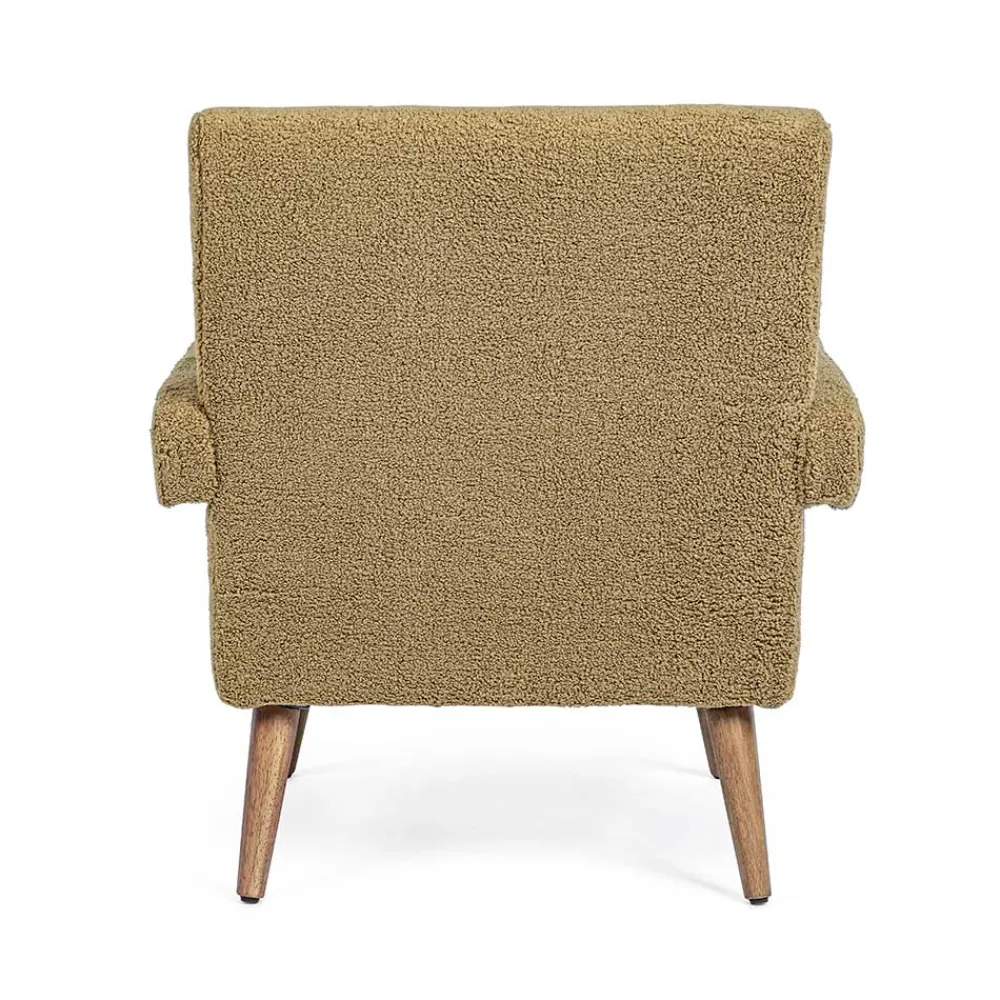 Viadurini Living Klassische Sessel-Sessel mit Armlehnen aus Gummibaumholz und Sitz mit Wolleffekt - Patrizia