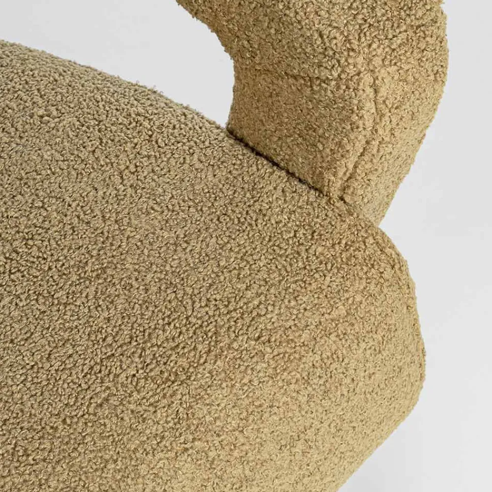 Viadurini Living Klassische Sessel-Sessel mit Armlehnen aus Gummibaumholz und Sitz mit Wolleffekt - Patrizia