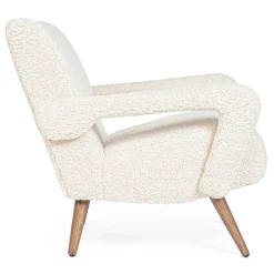 Viadurini Living Klassische Sessel-Sessel mit Armlehnen aus Gummibaumholz und Sitz mit Wolleffekt - Patrizia