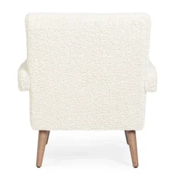 Viadurini Living Klassische Sessel-Sessel mit Armlehnen aus Gummibaumholz und Sitz mit Wolleffekt - Patrizia