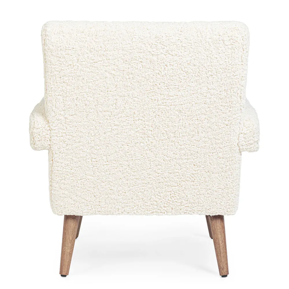 Viadurini Living Klassische Sessel-Sessel mit Armlehnen aus Gummibaumholz und Sitz mit Wolleffekt - Patrizia