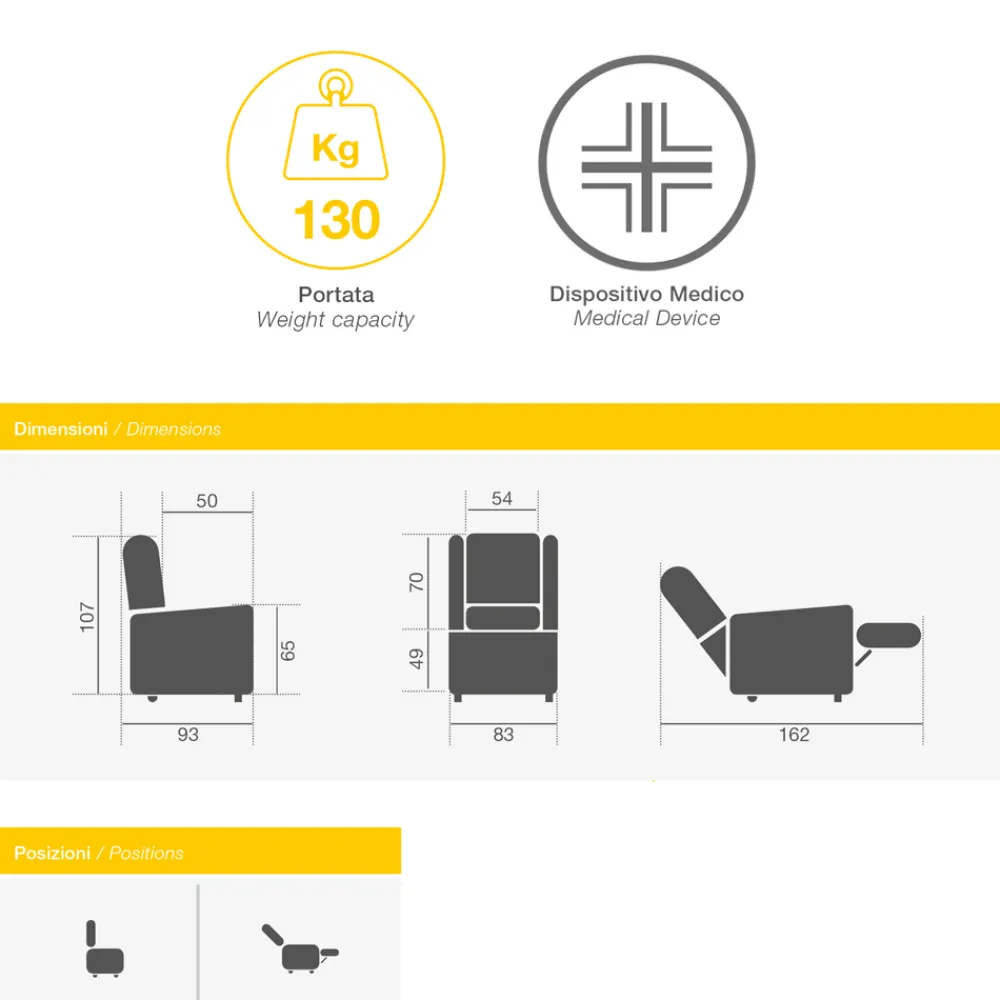 Viadurini Living Aufstehsessel Und Massagesessel-Sessel mit drehbarem Stahlgestell und Fußstütze, hergestellt in Italien – Valentina