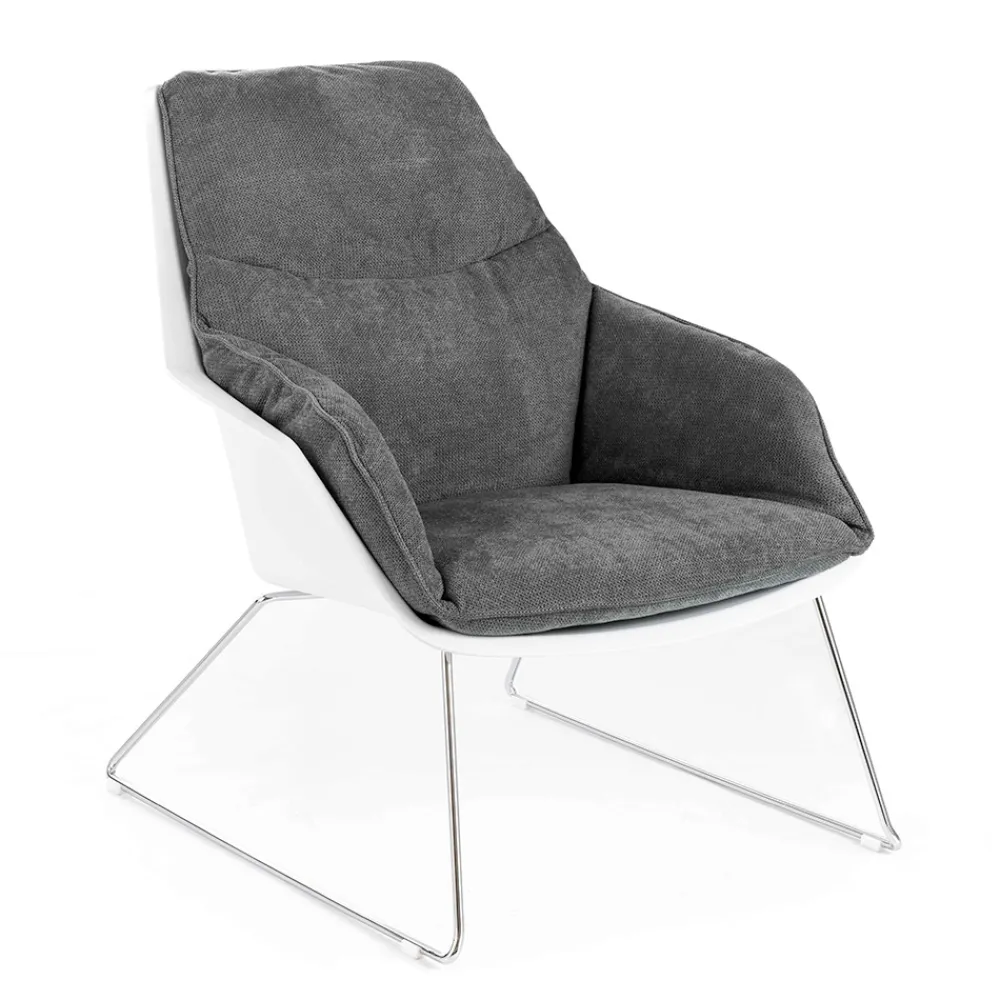 Viadurini Living Moderne Sessel-Sessel mit Metallgestell, Polypropylenstruktur und Stoffkissen - Tablet