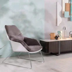 Viadurini Living Moderne Sessel-Sessel mit Metallgestell, Polypropylenstruktur und Stoffkissen - Tablet
