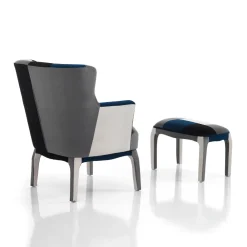 Viadurini Living Moderne Sessel-Sessel mit Pouf aus Patchworkstoff – Bromo