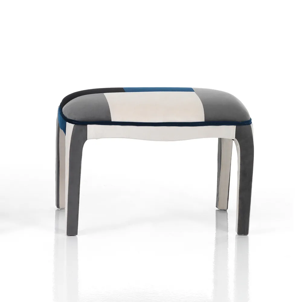 Viadurini Living Moderne Sessel-Sessel mit Pouf aus Patchworkstoff – Bromo