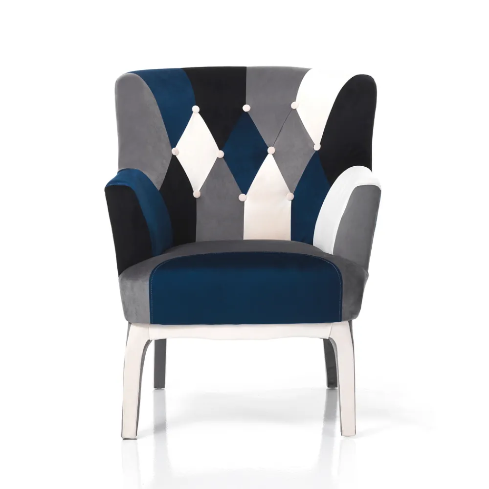 Viadurini Living Moderne Sessel-Sessel mit Pouf aus Patchworkstoff – Bromo