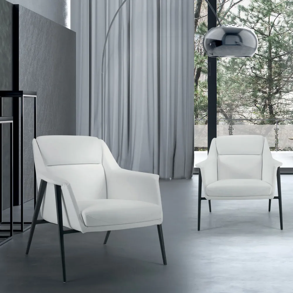 Viadurini Living Moderne Sessel-Sessel mit schwarzer Stahlstruktur und Sitz aus Öko-Leder, hergestellt in Italien – Modena