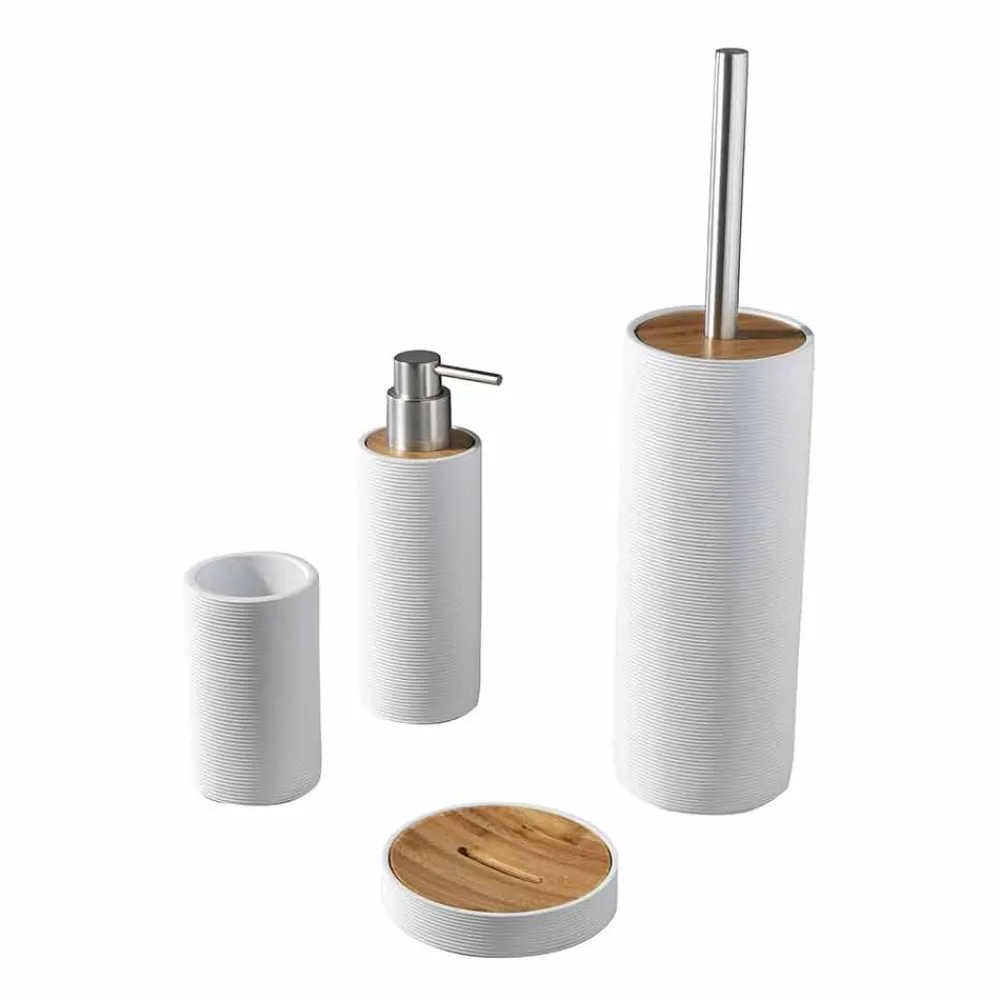 Viadurini Bathroom Badzubehör-Set Arbeitsplatten-Badezimmerzubehör in Weiß oder Grau - Fox Resin