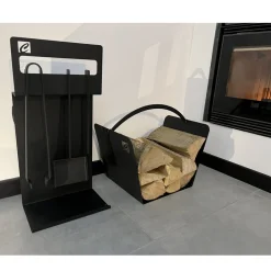 Viadurini Fire Design Kaminbesteck-Set Design Kaminholzset  aus schwarzem Stahl Made in Italy - Ostro