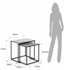 Viadurini Living Moderne Couchtische-Set mit 2 Couchtischen aus Stahl und MDF – Osmio