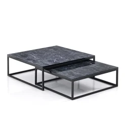 Viadurini Living Moderne Couchtische-Set mit 2 Couchtischen aus MDF mit Marmoroberfläche – Osmium