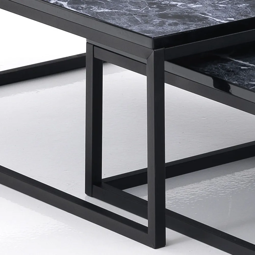 Viadurini Living Moderne Couchtische-Set mit 2 Couchtischen aus MDF mit Marmoroberfläche – Osmium