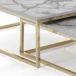 Viadurini Living Moderne Couchtische-Set mit 2 Couchtischen aus MDF mit Marmoroberfläche – Osmium