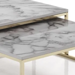 Viadurini Living Moderne Couchtische-Set mit 2 Couchtischen aus MDF mit Marmoroberfläche – Osmium