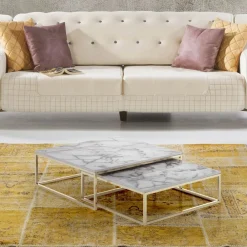 Viadurini Living Moderne Couchtische-Set mit 2 Couchtischen aus MDF mit Marmoroberfläche – Osmium