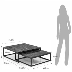 Viadurini Living Moderne Couchtische-Set mit 2 Couchtischen aus MDF mit Marmoroberfläche – Osmium