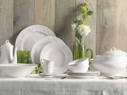 Viadurini Kitchen Teller Set-Set mit 27 eleganten weißen Porzellan-Designplatten - Gimignano