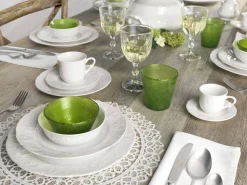 Viadurini Kitchen Teller Set-Set mit 27 eleganten weißen Porzellan-Designplatten - Gimignano