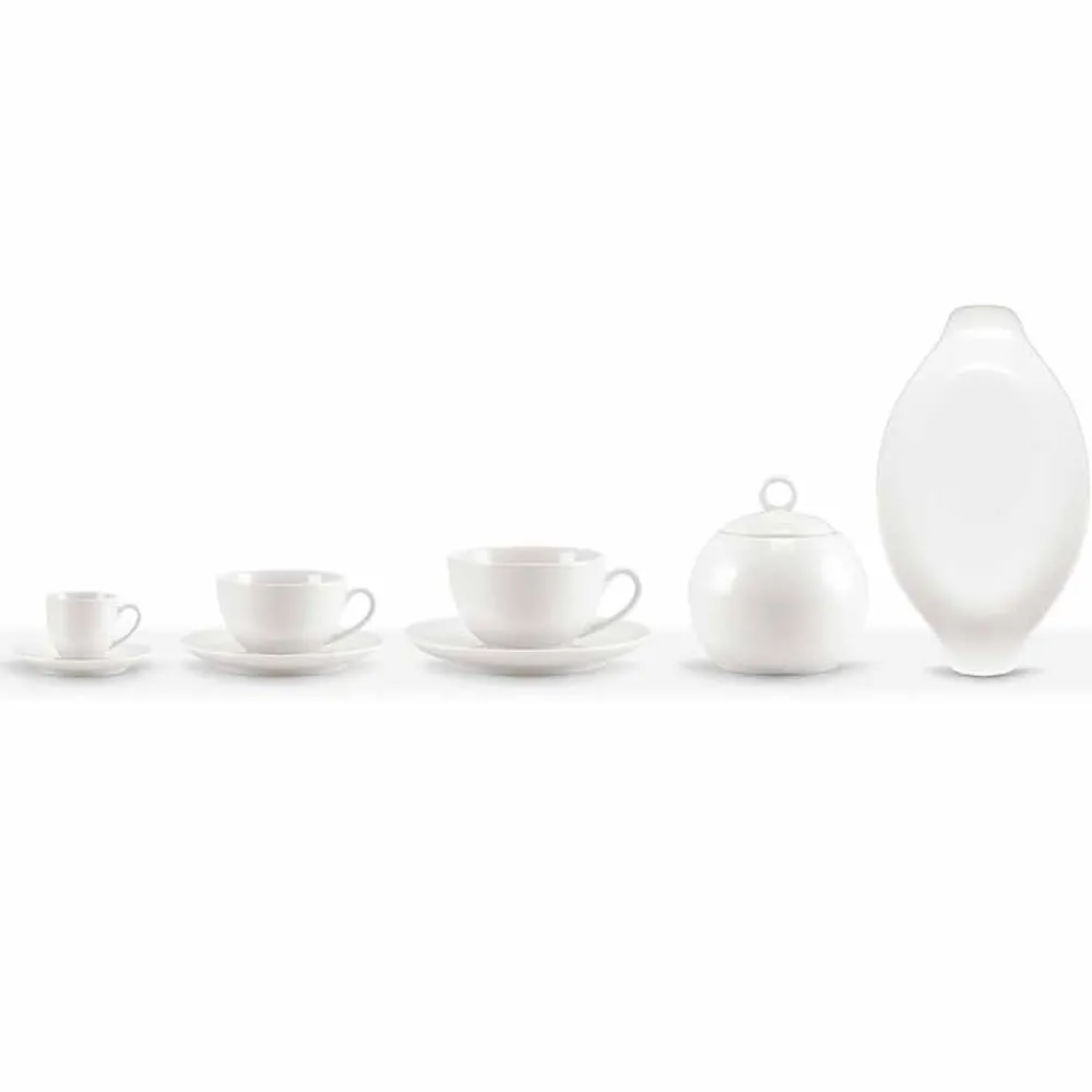 Viadurini Kitchen Tee Set Und Kaffee Set-Set mit 18 Kaffee- und Teetassen mit Zuckerdose und Porzellantablett - Luzern