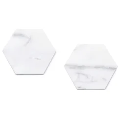 Viadurini Kitchen Küchenzubehör-Set mit 2 sechseckigen Marmoruntersetzern mit Kork Made in Italy - Narita