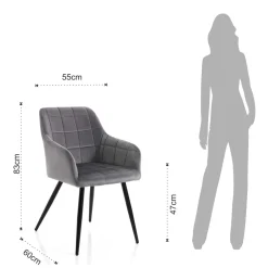 Viadurini Living Moderne Stühle-Set mit 2 Stühlen aus Stoff mit Samteffekt – Plutonium