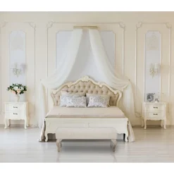 Viadurini Living Moderne Wohnzimmerbank-Shabby Chic Bank aus Holz mit Sitz aus gestepptem Stoff - Rocchetta