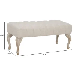 Viadurini Living Moderne Wohnzimmerbank-Shabby Chic Bank aus Holz mit Sitz aus gestepptem Stoff - Rocchetta