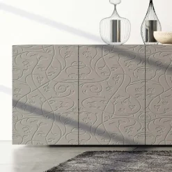 Viadurini Living Sideboards-Sideboard 4 Türen aus schlammlackiertem MDF mit Flachrelief Made in Italy - Lolla
