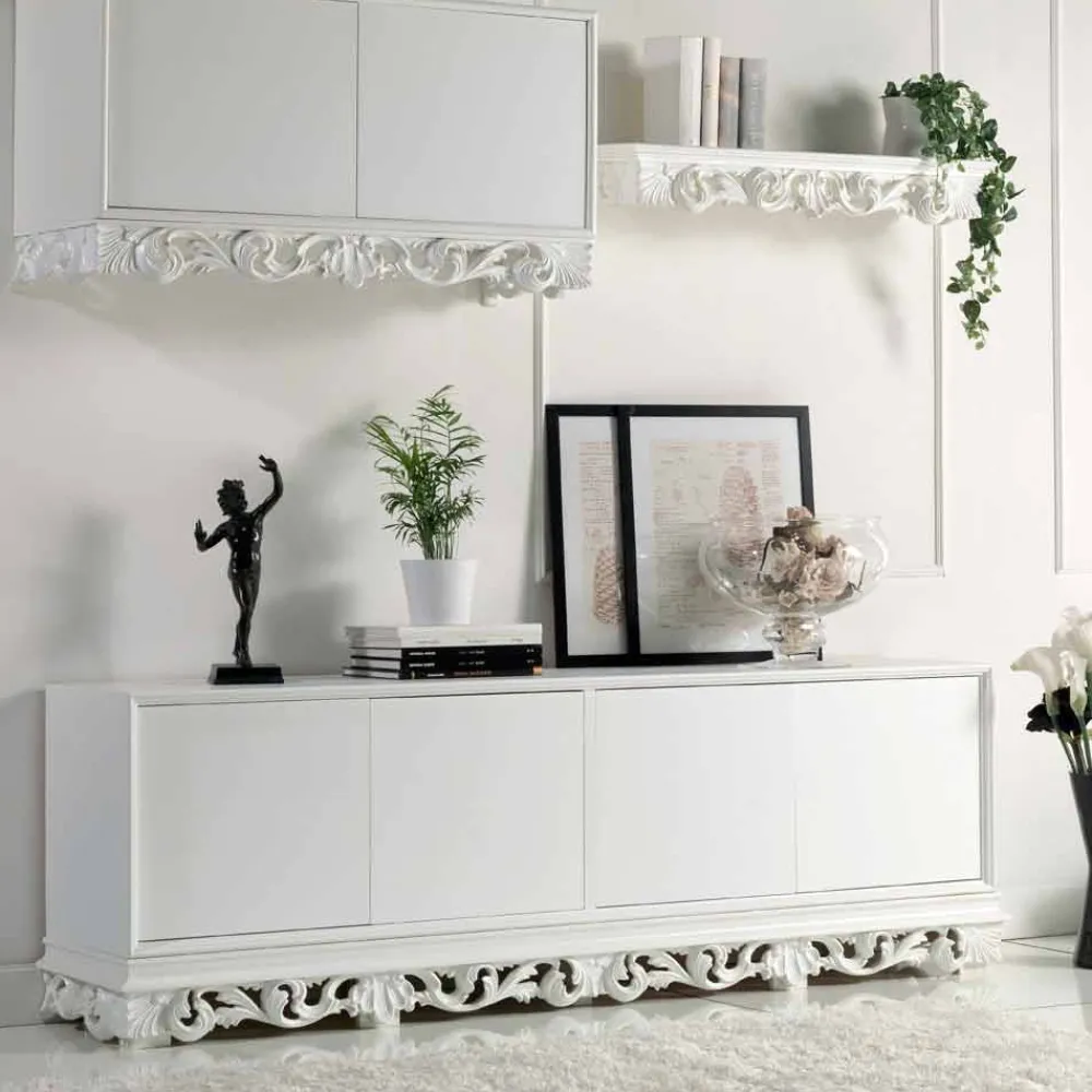 Viadurini Living Sideboards-Sideboard 4 türig in matt weiß Ray