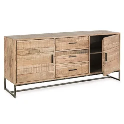 Viadurini Living Sideboards-Sideboard aus Akazienholz und Stahl 2 Türen und 3 Schubladen Homemotion - Aimune