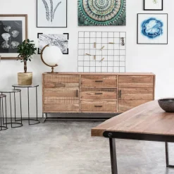 Viadurini Living Sideboards-Sideboard aus Akazienholz und Stahl 2 Türen und 3 Schubladen Homemotion - Aimune