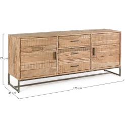 Viadurini Living Sideboards-Sideboard aus Akazienholz und Stahl 2 Türen und 3 Schubladen Homemotion - Aimune