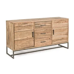 Viadurini Living Sideboards-Sideboard aus Akazienholz und Stahl 2 Türen und 3 Schubladen Homemotion - Aimune