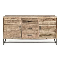 Viadurini Living Sideboards-Sideboard aus Akazienholz und Stahl 2 Türen und 3 Schubladen Homemotion - Aimune