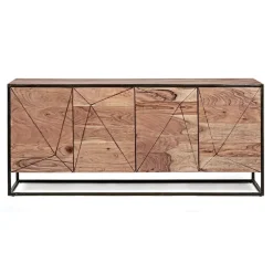 Viadurini Living Sideboards-Sideboard aus Akazienholz und Stahl 3 oder 4 Türen Homemotion - Cristoforo