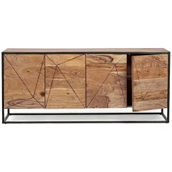 Viadurini Living Sideboards-Sideboard aus Akazienholz und Stahl 3 oder 4 Türen Homemotion - Cristoforo