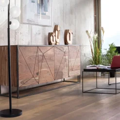 Viadurini Living Sideboards-Sideboard aus Akazienholz und Stahl 3 oder 4 Türen Homemotion - Cristoforo